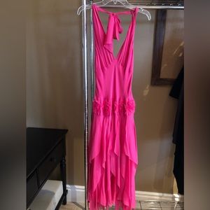 BCBG Magenta halter silk dress